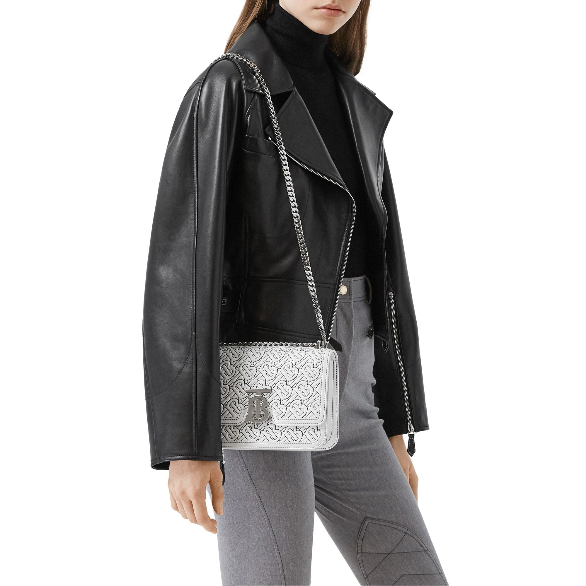 OPTIC WHITE Petit sac TB en cuir d'agneau Monogram matelassé