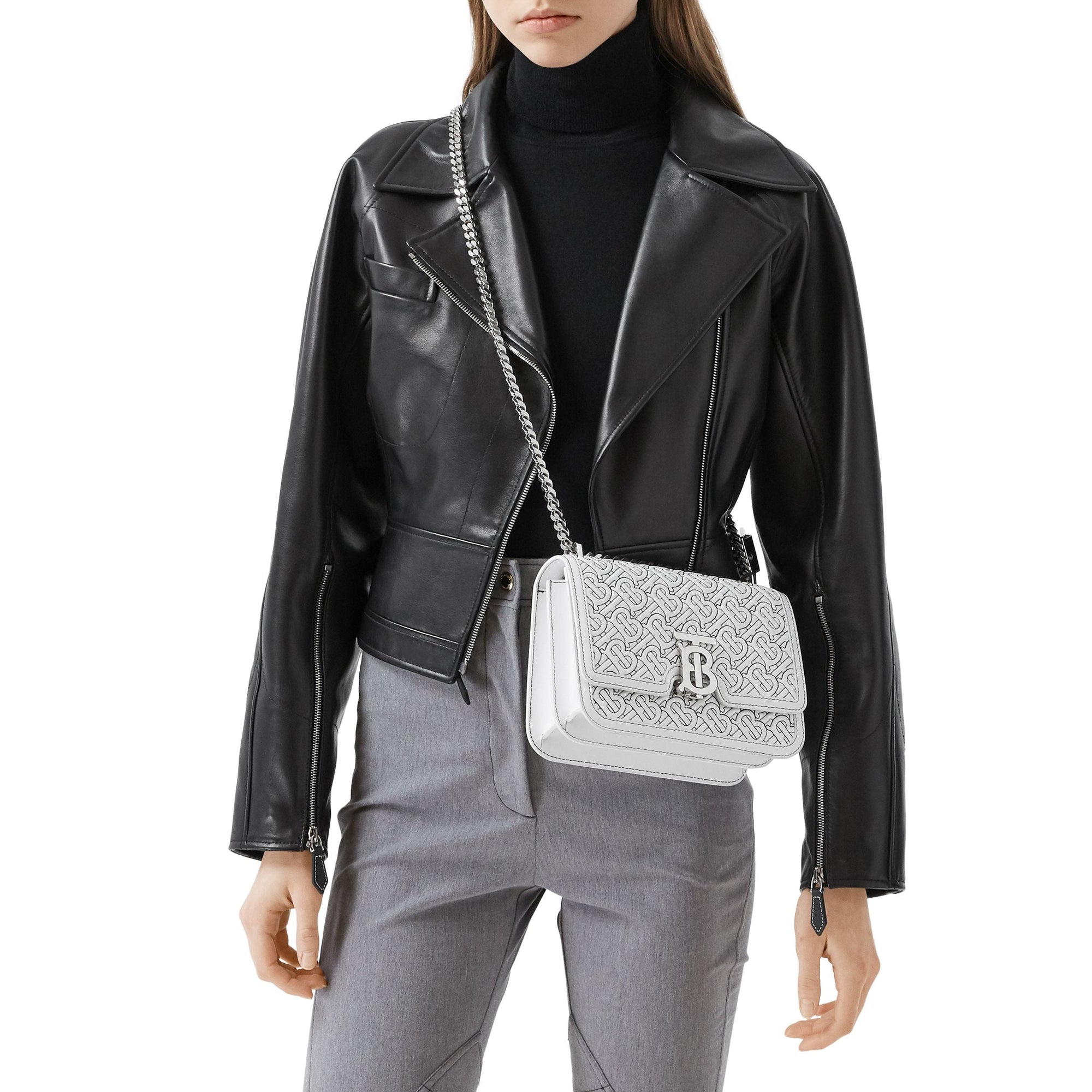 OPTIC WHITE Petit sac TB en cuir d'agneau Monogram matelassé
