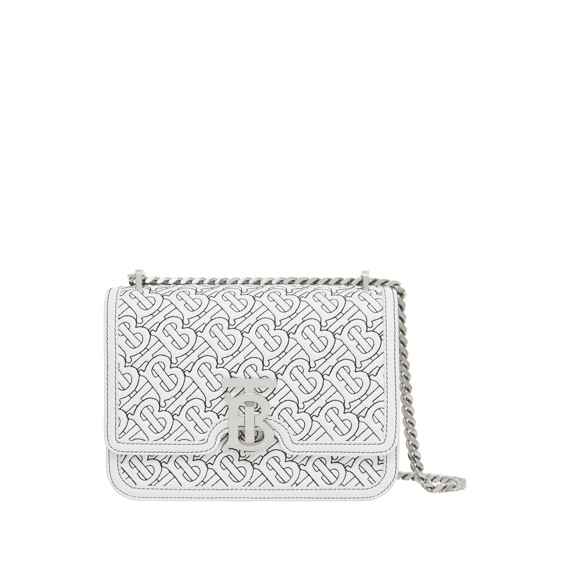 Petit sac TB en cuir d'agneau matelassé monogram - Blanc