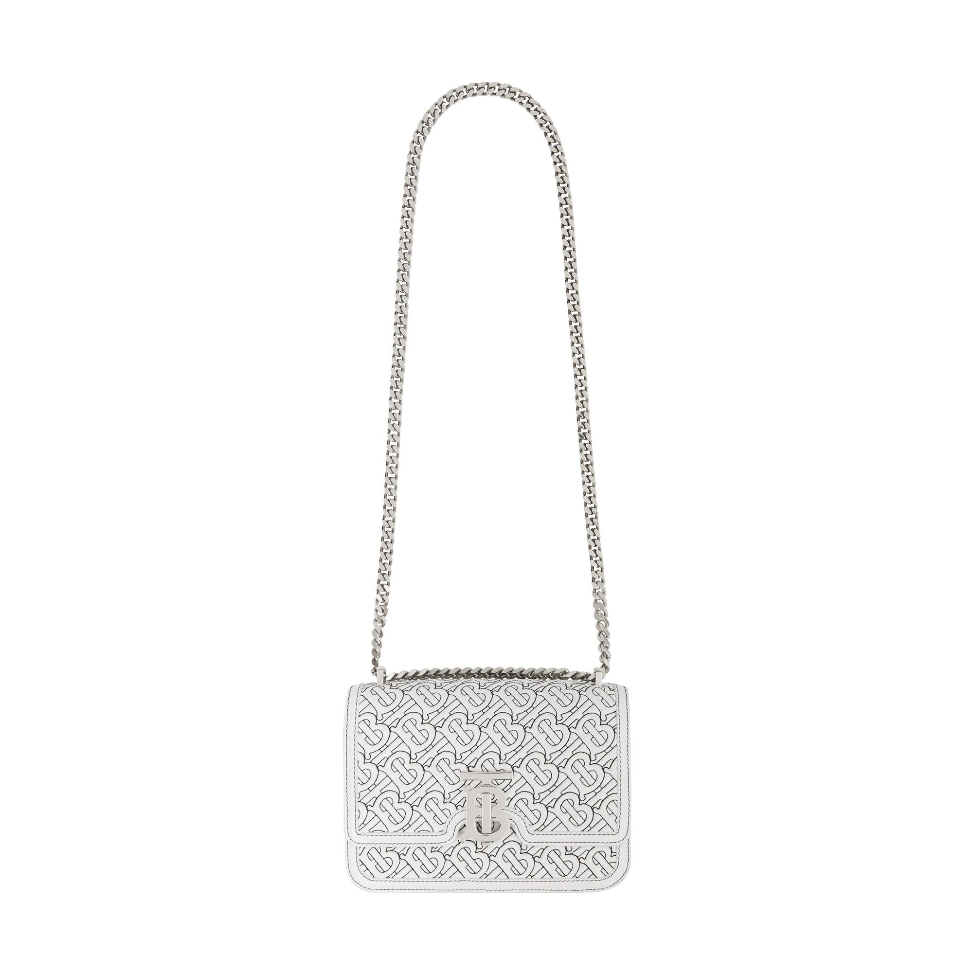 Petit sac TB en cuir d'agneau matelassé monogram - Blanc