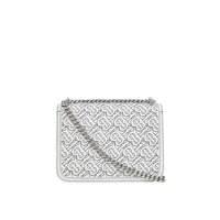 Petit sac TB en cuir d'agneau matelassé monogram - Blanc