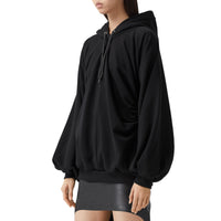 BLACK Hoodie oversize froncé en coton avec coordonnées géographiques