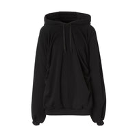 BLACK Hoodie oversize froncé en coton avec coordonnées géographiques