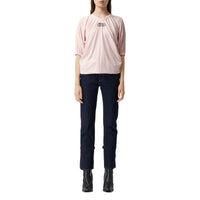 ALABASTER PINK T-shirt oversize froncé en coton avec coordonnées géographiques