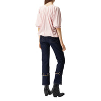 ALABASTER PINK T-shirt oversize froncé en coton avec coordonnées géographiques