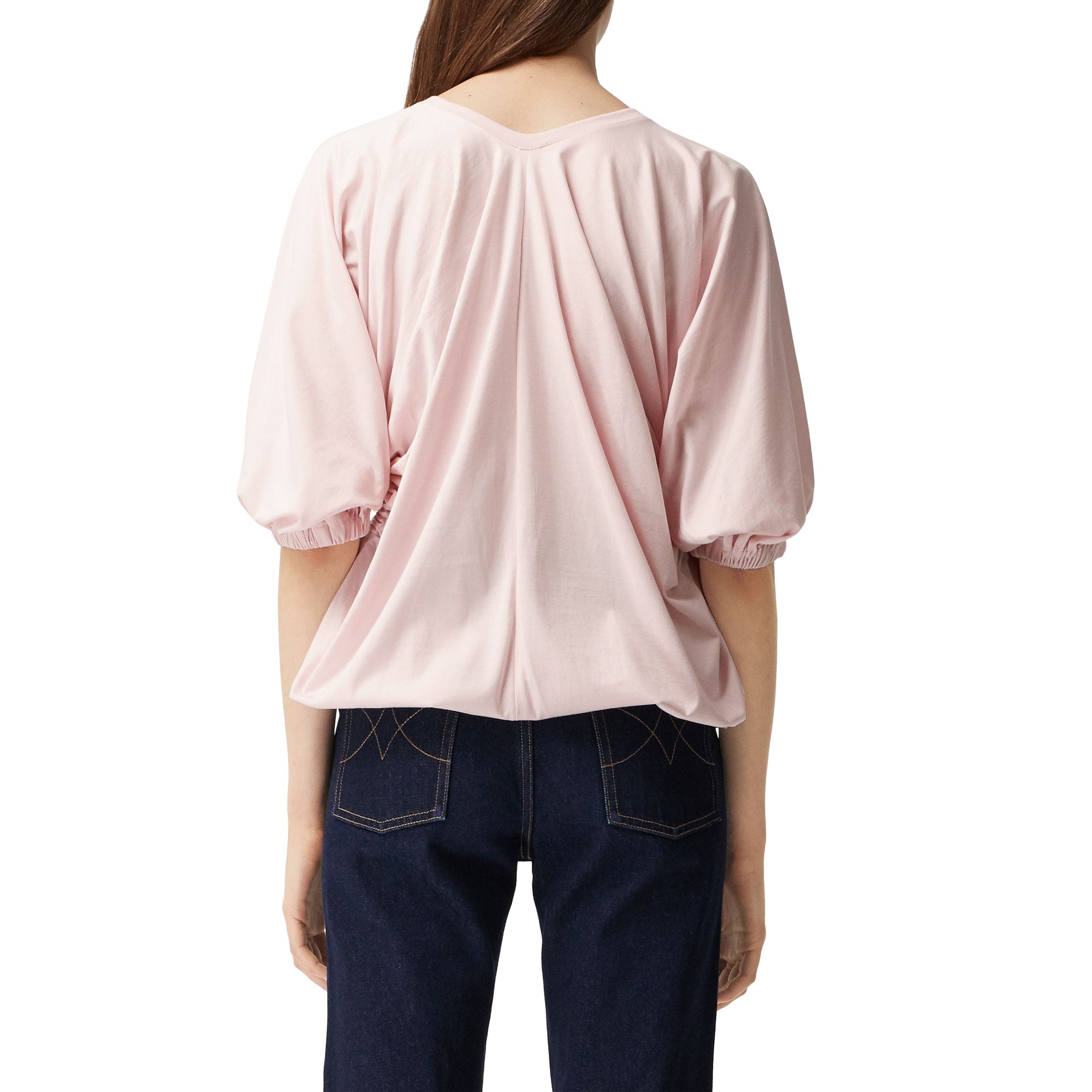 ALABASTER PINK T-shirt oversize froncé en coton avec coordonnées géographiques