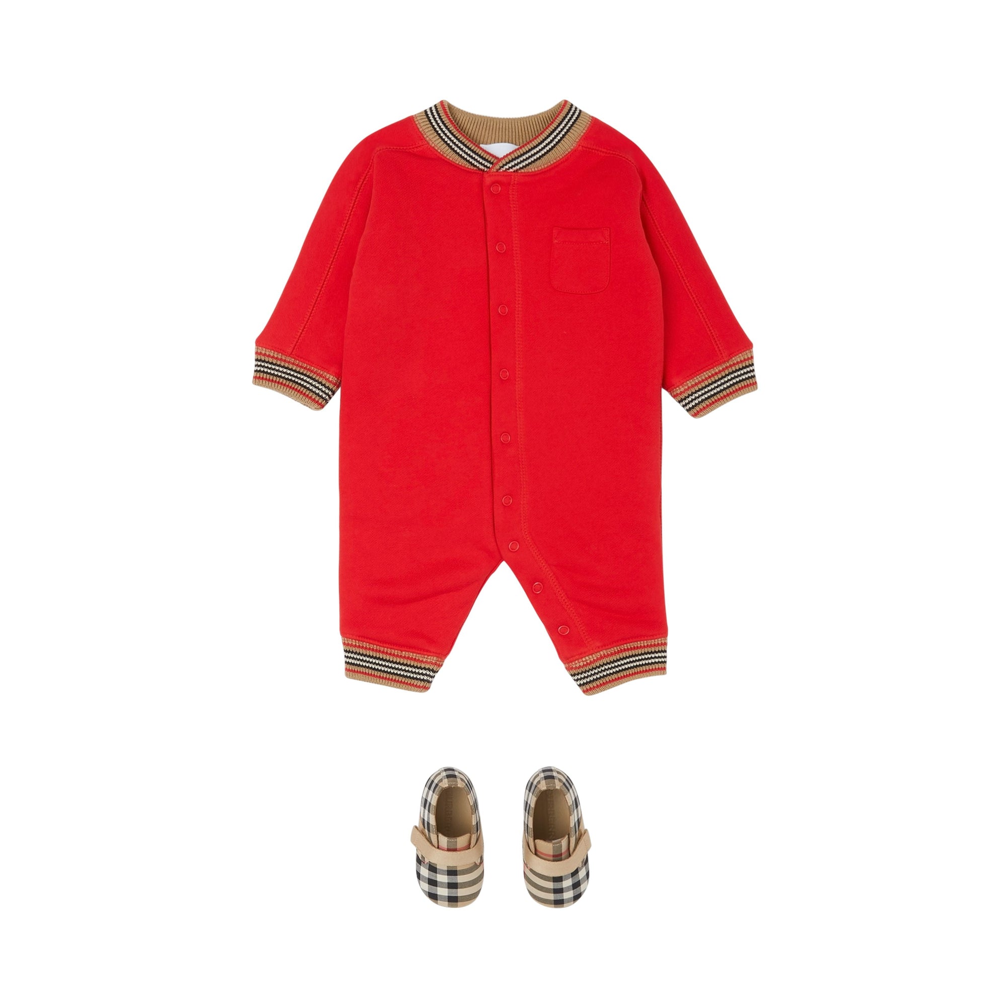 BRIGHT RED Combinaison en coton avec rayures iconiques