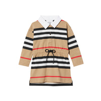 ARCHIVE BEIGE IP S Robe en coton à manches longues avec rayures iconiques