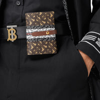 Portefeuille en toile écologique rayé Monogram avec sangle - Brun Bride