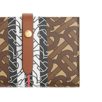 Portefeuille en toile écologique rayé Monogram avec sangle - Brun Bride