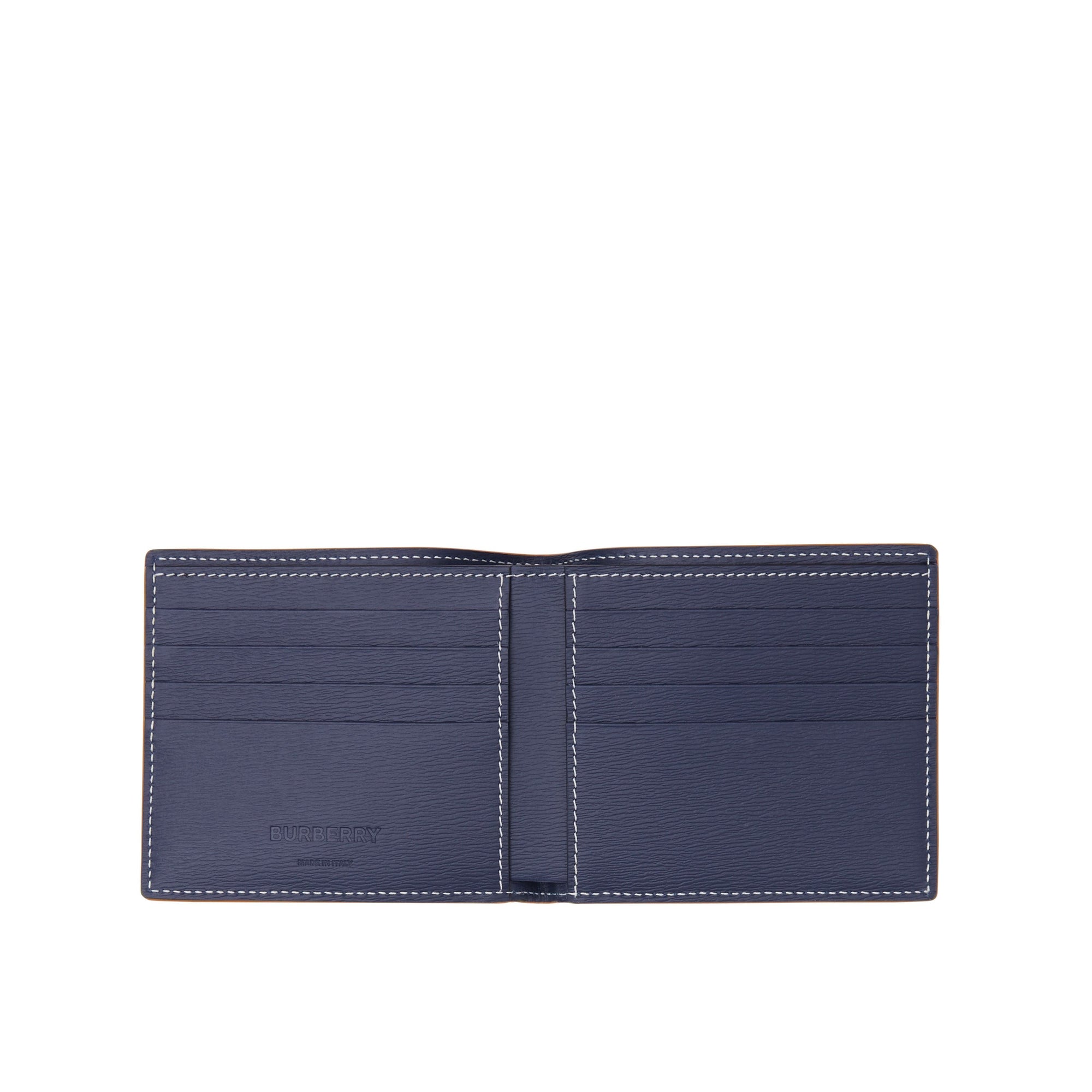 NAVY Portefeuille à rabat multidevise en cuir grainé surpiqué