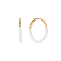 L GOLD/WHITE Créoles en émail et plaqué or