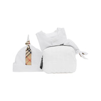 WHITE Coffret cadeau trois pièces pour bébé en coton avec check