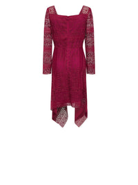 Robe A.Ferretti brodée encolure carré - Bordeaux
