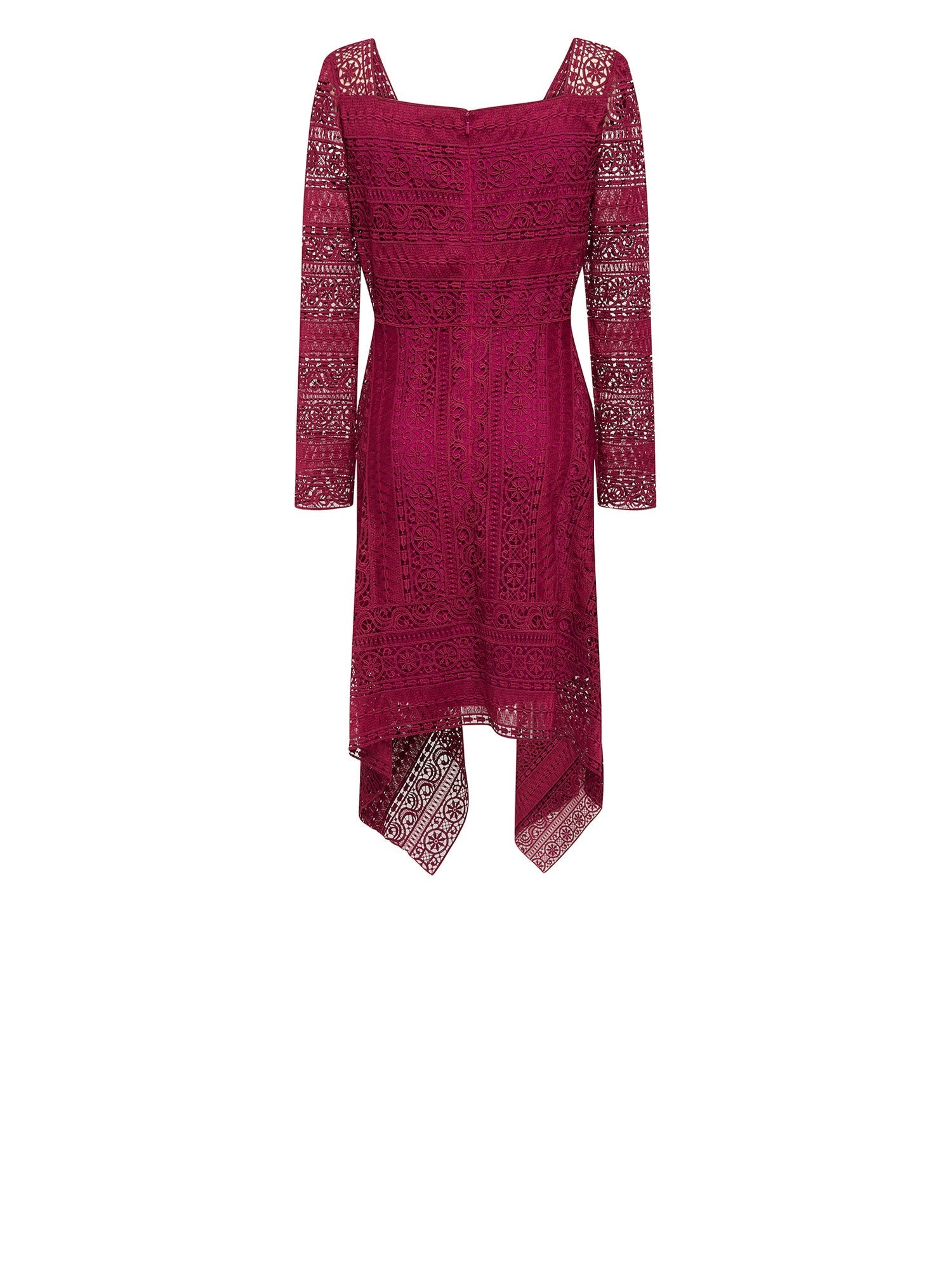Robe A.Ferretti brodée encolure carré - Bordeaux