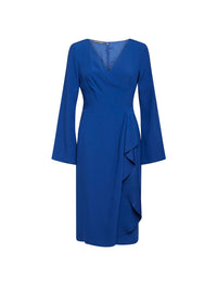 Robe à décolleté V et volants - Bleu
