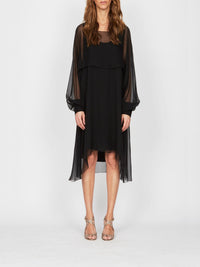 Robe mi-longue A.Ferretti en soie  - Noir