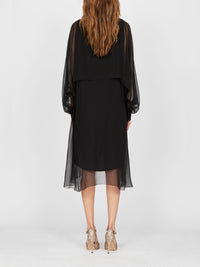 Robe mi-longue A.Ferretti en soie  - Noir