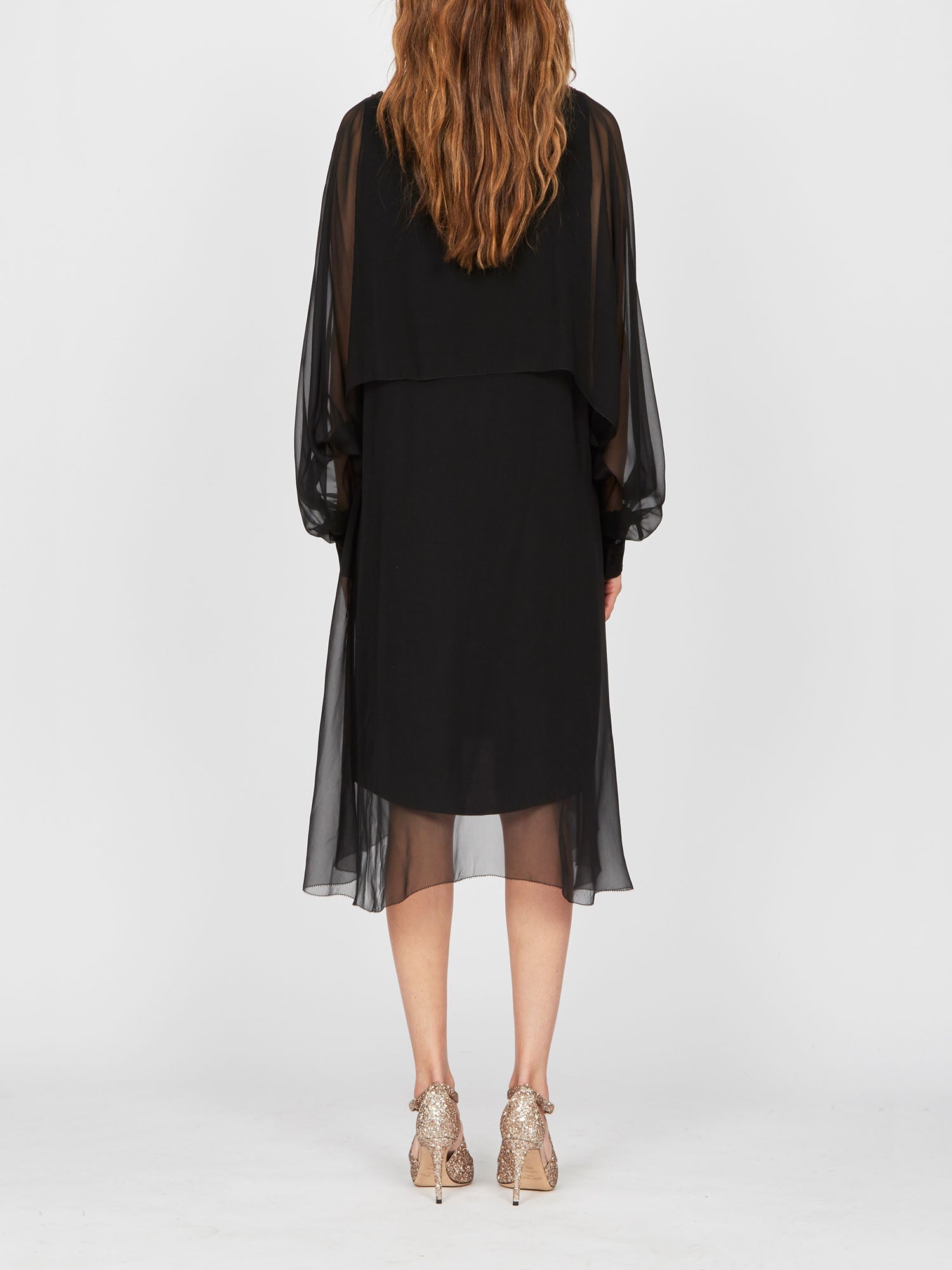 Robe mi-longue A.Ferretti en soie  - Noir