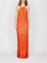 Robe longue A.Ferretti à sequins - Rouge