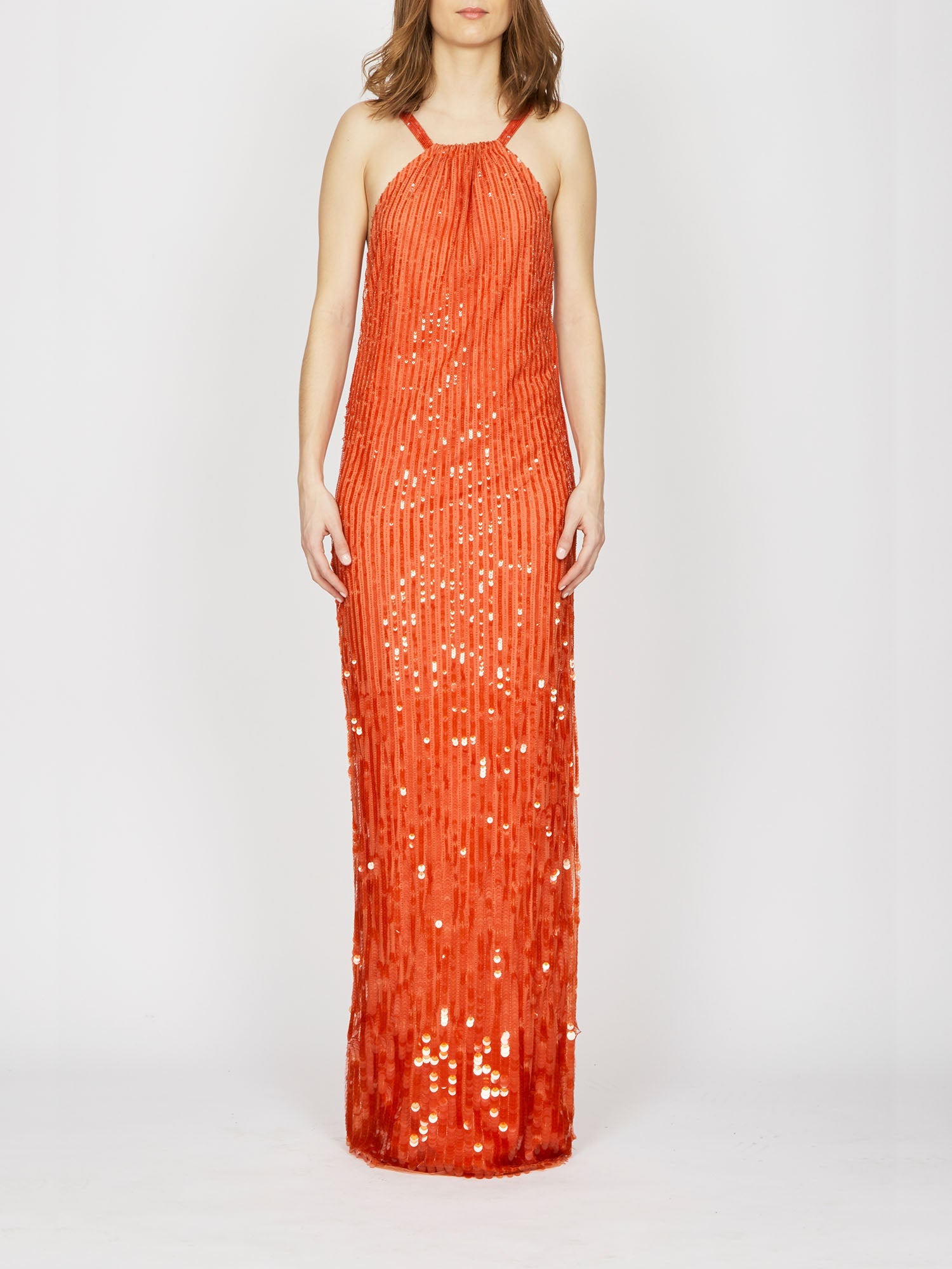 Robe longue A.Ferretti à sequins - Rouge