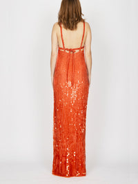 Robe longue A.Ferretti à sequins - Rouge