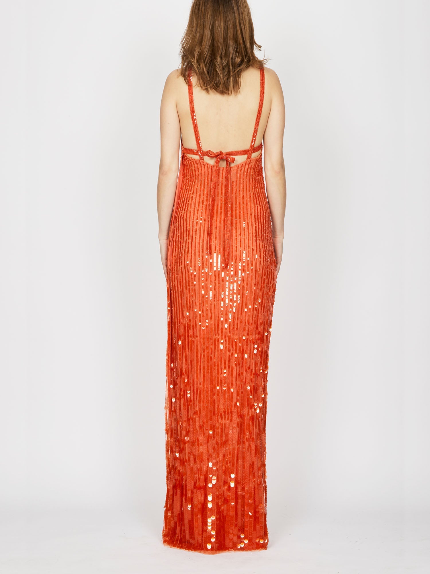 Robe longue A.Ferretti à sequins - Rouge