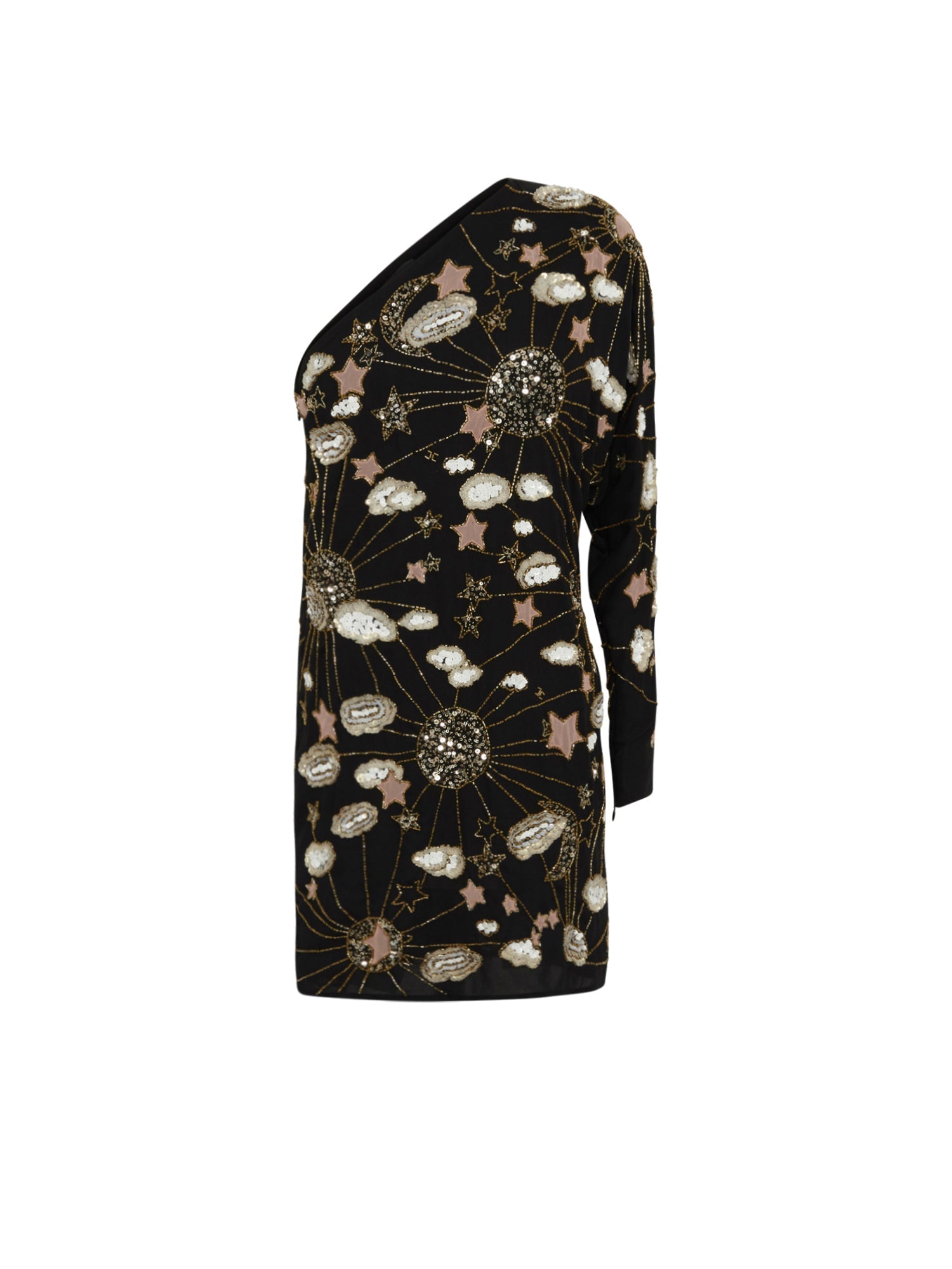 Robe asymétrique E.Franchi brodée - Noir & Beige