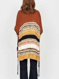 Cardigan poncho A.Ferretti en crochet - Marron