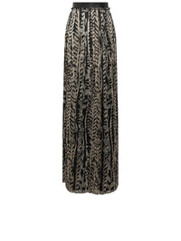 Jupe longue A.Ferretti ceinturé à imprimé en soie - Noir & Beige