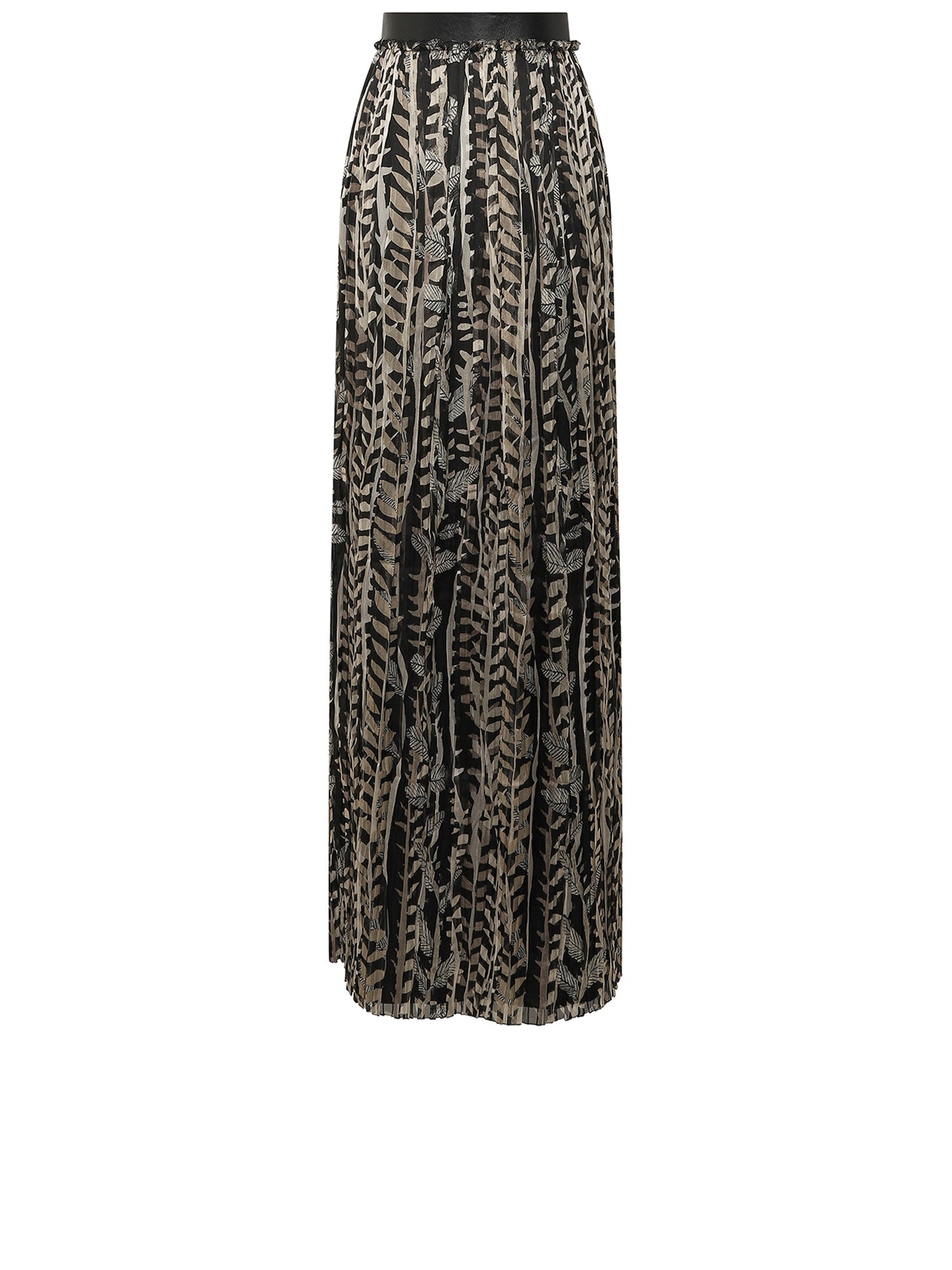 Jupe longue A.Ferretti ceinturé à imprimé en soie - Noir & Beige