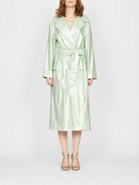 Trench long A.Ferretti scintillant en soie - Vert