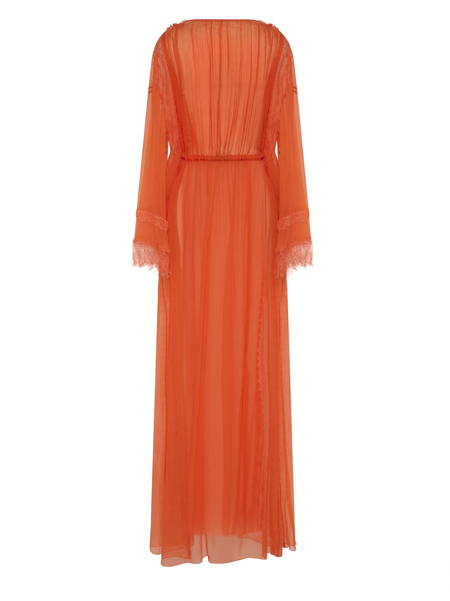 Robe longue A.Ferretti jeu de tranparence en soie  - Orange