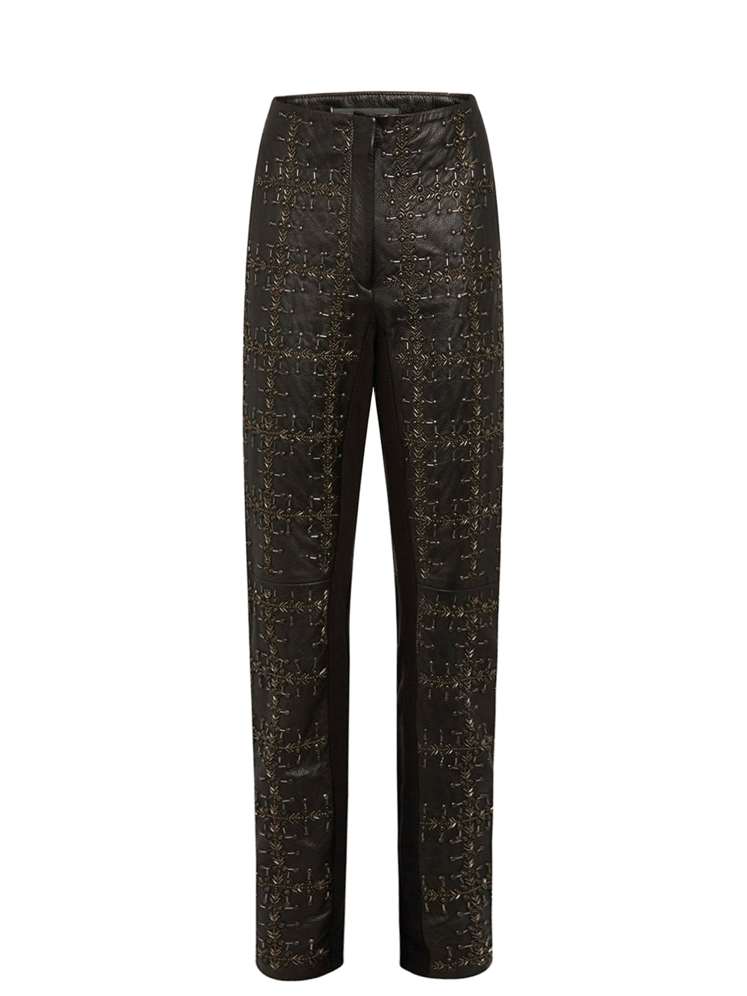 Pantalon A.Ferretti détails cloutés en cuir - Noir