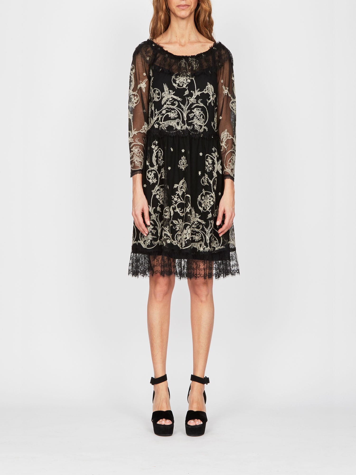 Robe courte A.Ferretti brodée - Noir