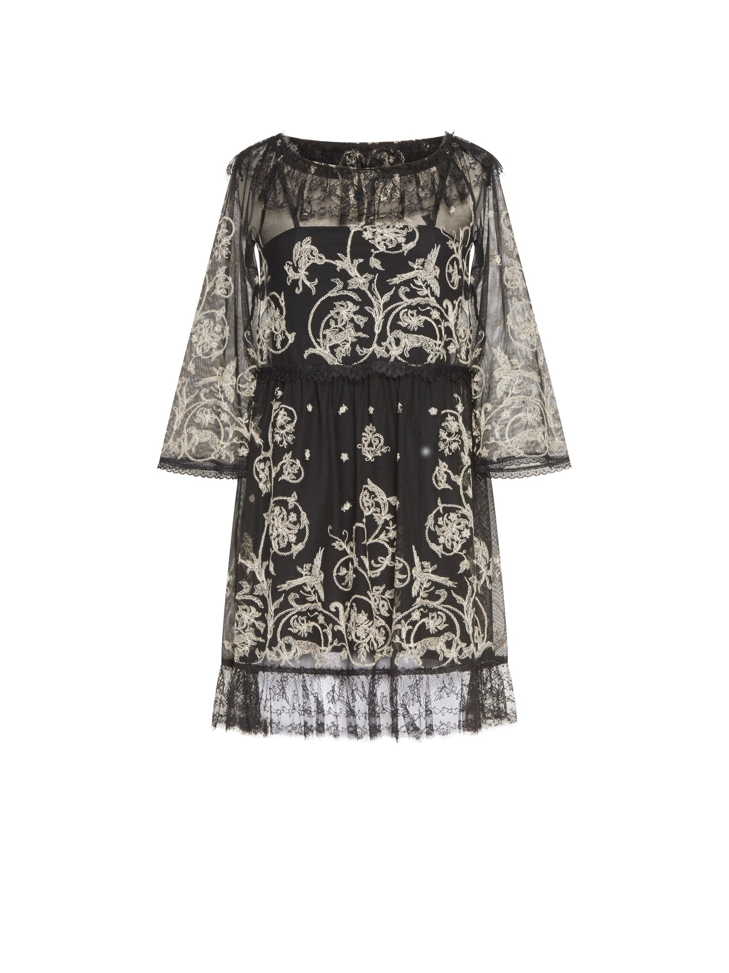 Robe courte A.Ferretti brodée - Noir