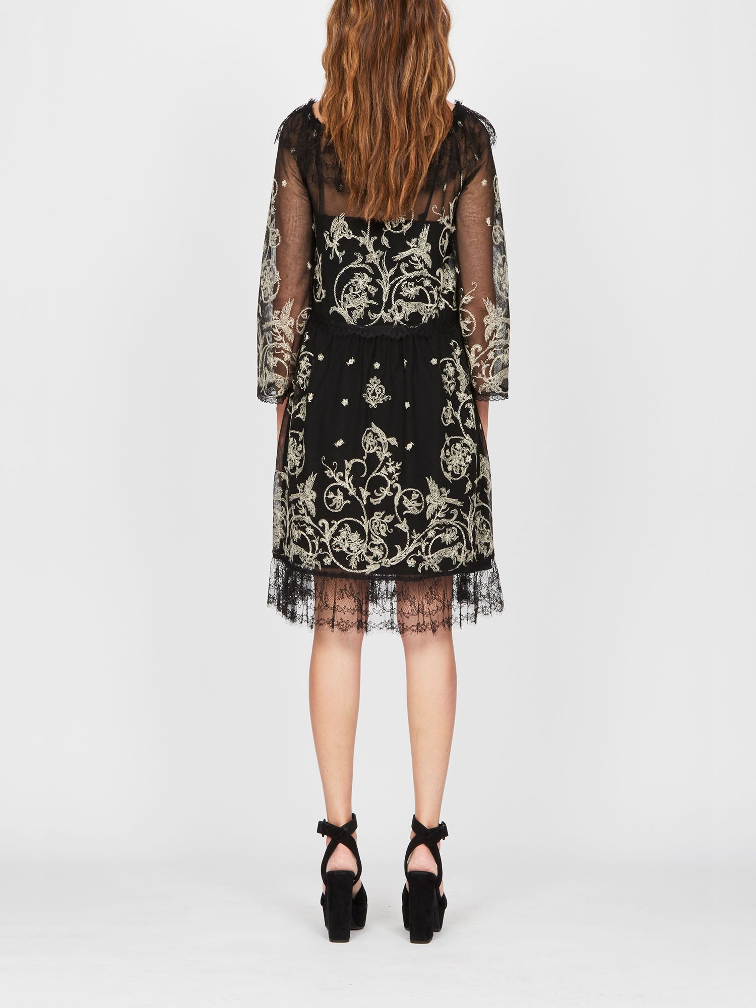 Robe courte A.Ferretti brodée - Noir
