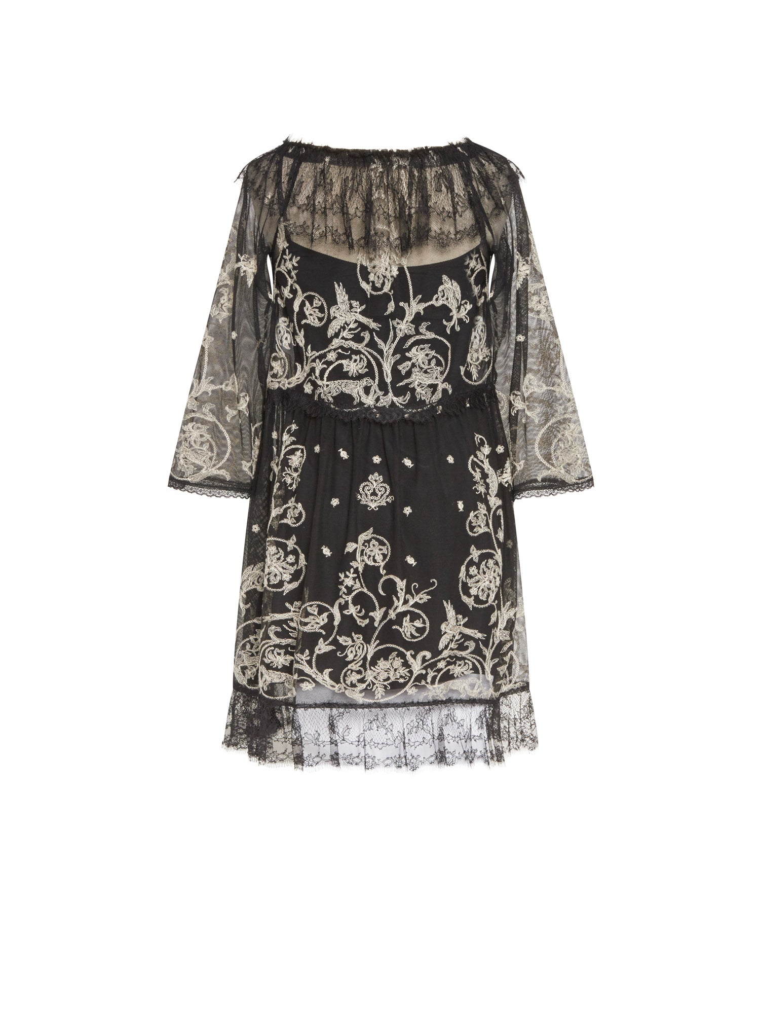 Robe courte A.Ferretti brodée - Noir
