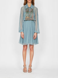 Robe courte A.Ferretti plastron brodé - Bleu