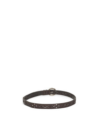 Ceinture A.Ferretti à boucle et perforations en cuir - Marron foncé