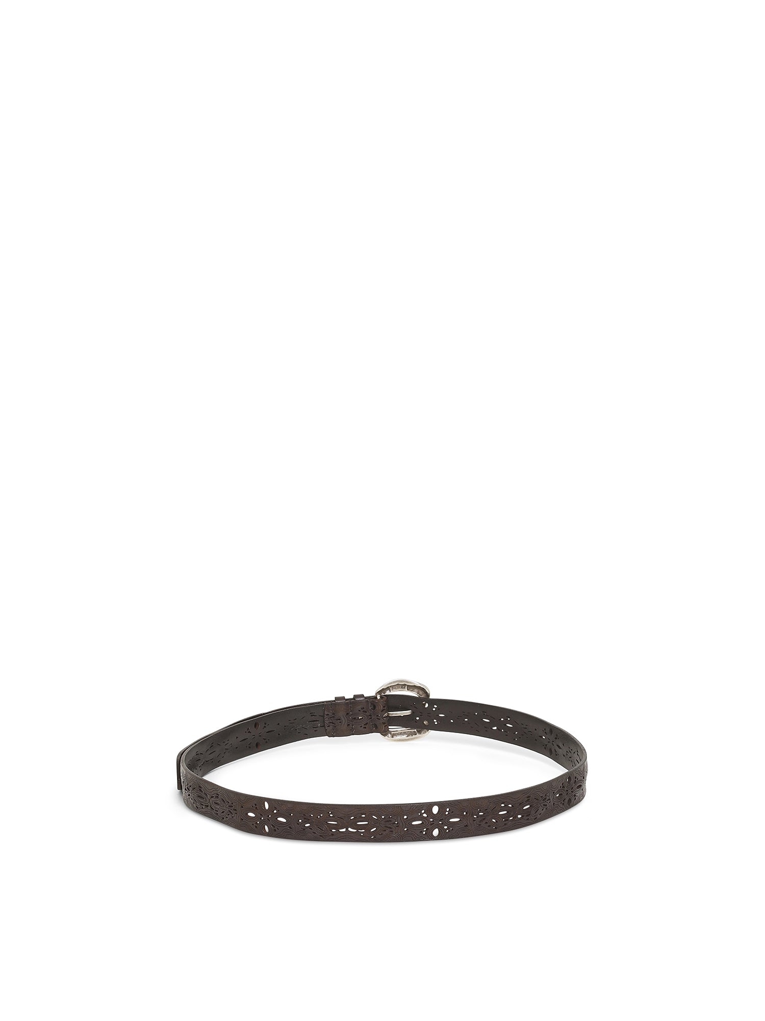 Ceinture A.Ferretti à boucle et perforations en cuir - Marron foncé