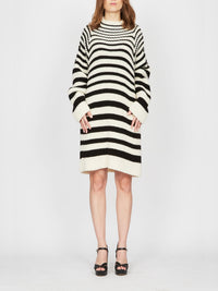 Robe A.Ferretti en laine rayé - Noir