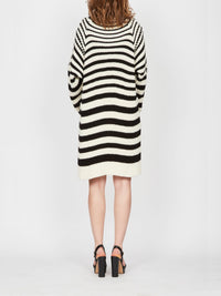 Robe A.Ferretti en laine rayé - Noir