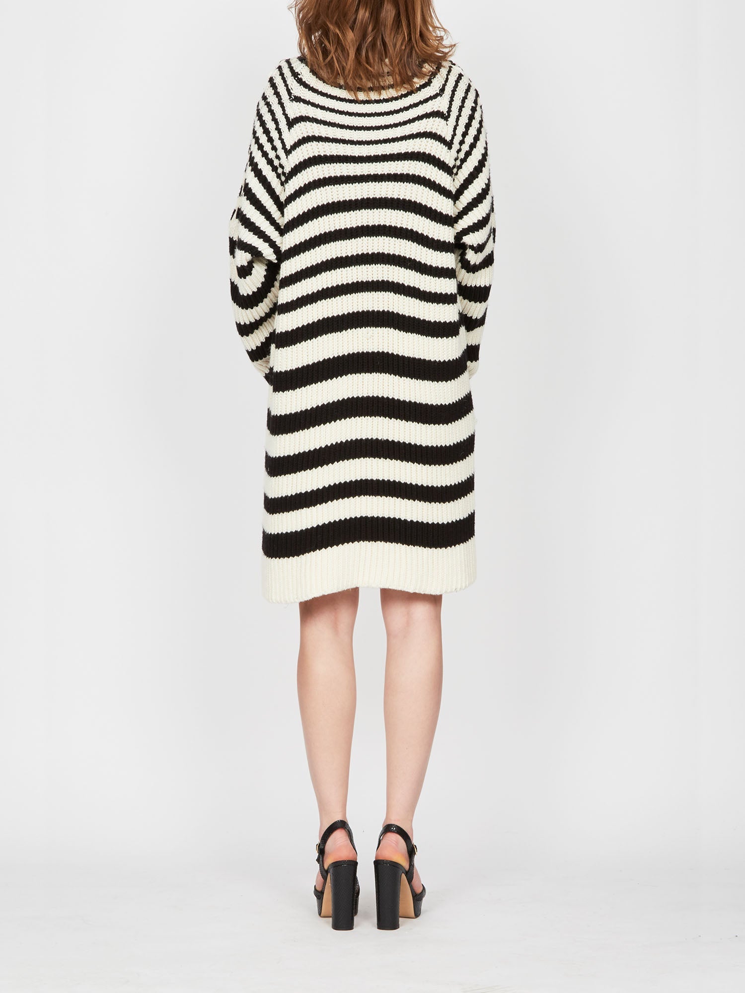 Robe A.Ferretti en laine rayé - Noir