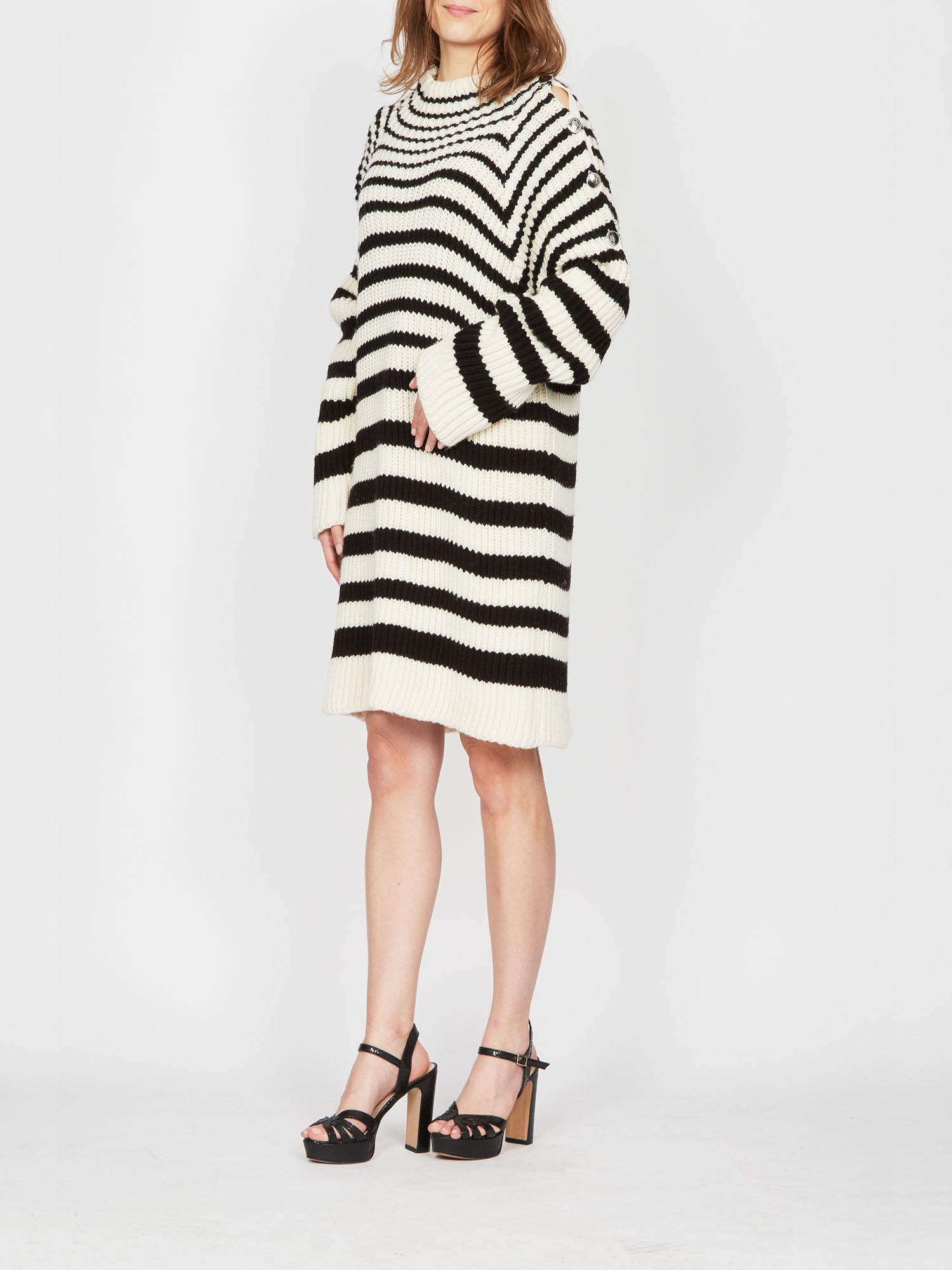 Robe A.Ferretti en laine rayé - Rouge
