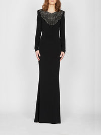 Robe longue A.Ferretti plastron en sequins - Noir