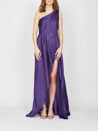 Robe asymétrique A.Ferretti drapée en soie  - Violet