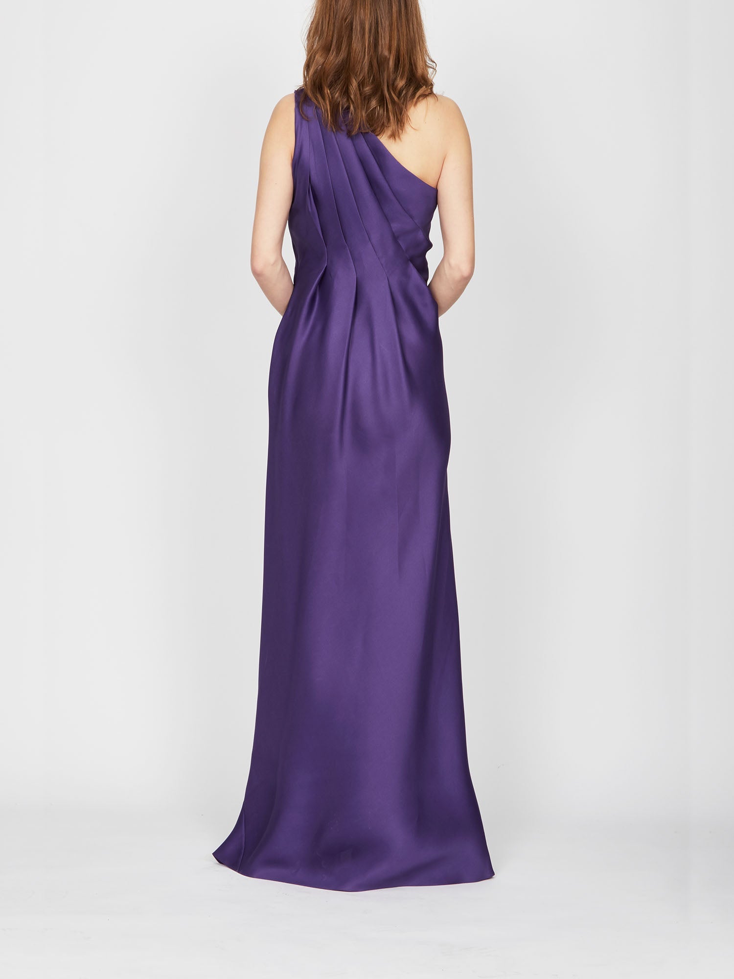 Robe asymétrique A.Ferretti drapée en soie  - Violet