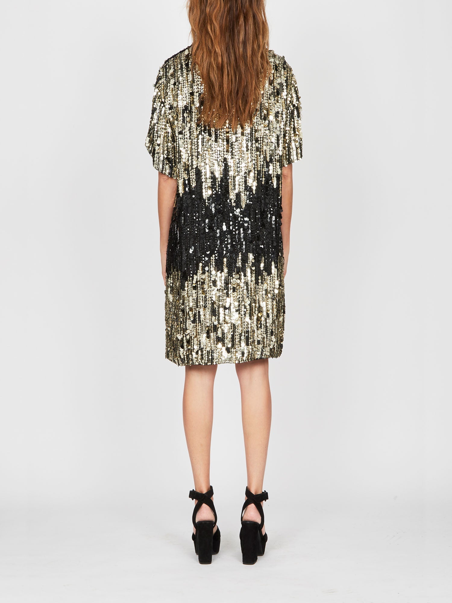 Robe droite A.Ferretti en sequins - Or