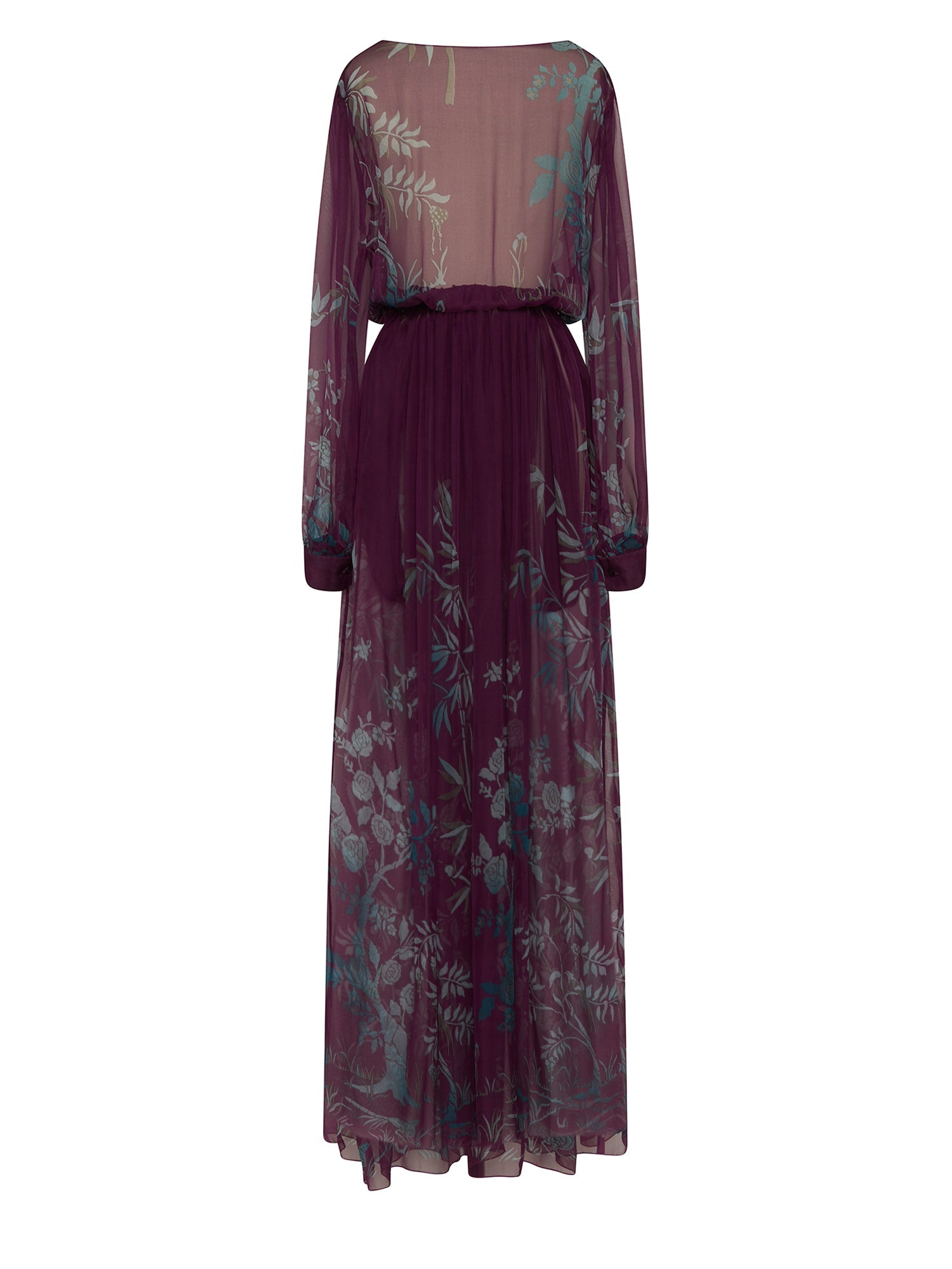 Robe longue A.Ferretti jeu de transparence en soie  - Violet